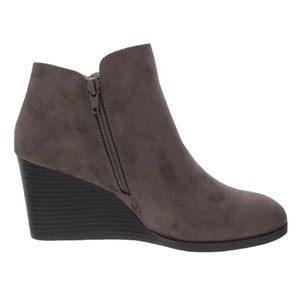 Style & Co Wedge Bootie Wynonaa Side Zip Ankle Boot Grey Size 9.5